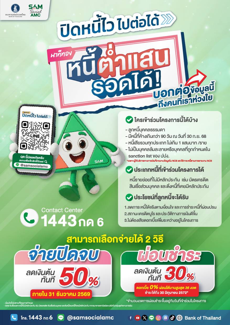 ประชาสัมพันธ์ โครงการ “ปัดหนี้ไว ไปต่อได้”